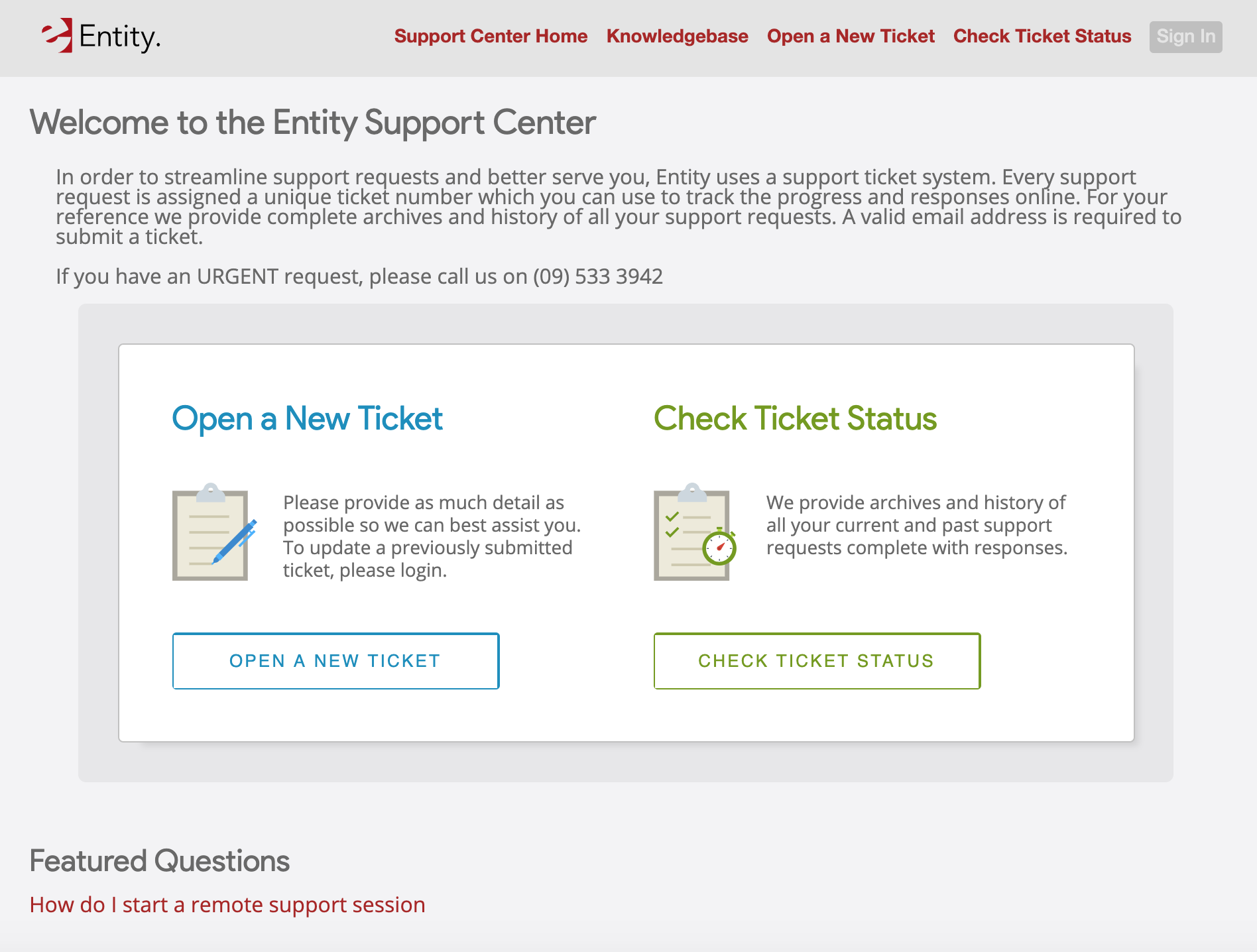 Submitting A Helpdesk Ticket The Entity Hub